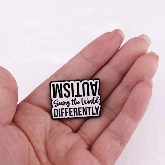 Autism Awareness Enamel Pin Seeing World Differently Message Metal Pin - Picture 7 of 9